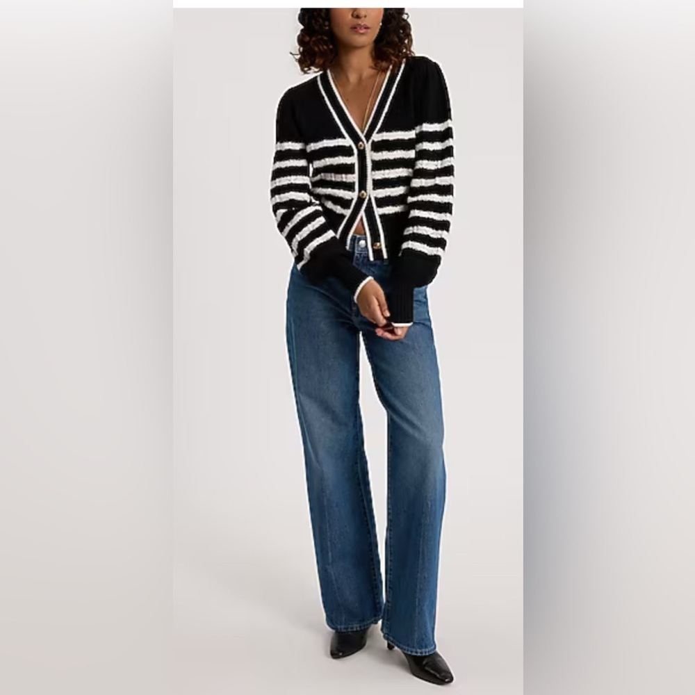 Women’s Express Black/Cream striped sweater, medium